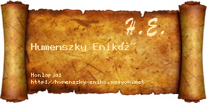 Humenszky Enikő névjegykártya